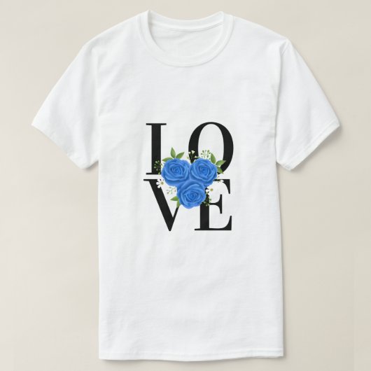 LIEBE mit blauen Rose T-Shirt (Design vorne)