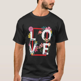 Liebe mit Blume-Ebenen T-Shirt