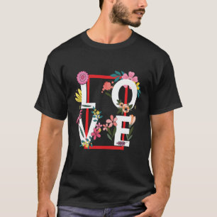 Liebe mit Blume-Ebenen T-Shirt