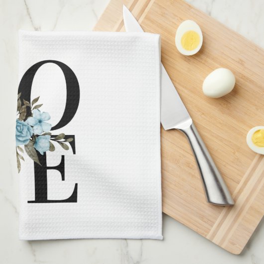 Liebe mit Blume Geschirrtuch (Viertel Falte)