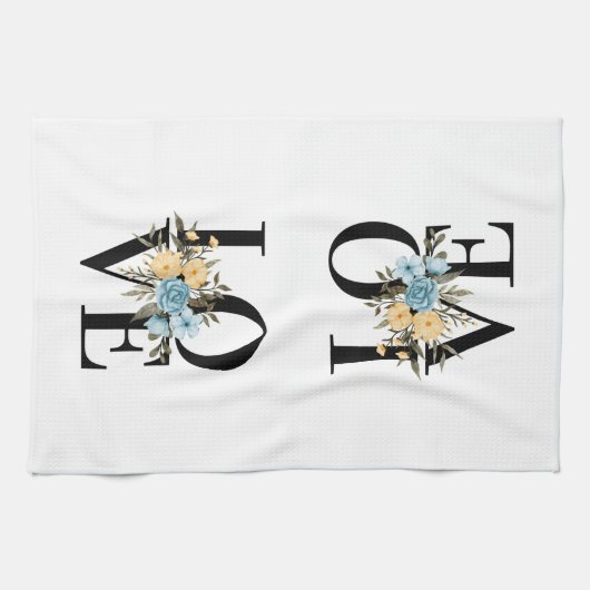 Liebe mit Blume Geschirrtuch (Horizontal)