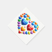 Liebe mit bunten Herzen Serviette (Ecke)