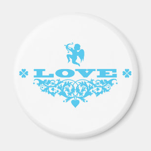 Liebe mit Cupid (blau) Magnet
