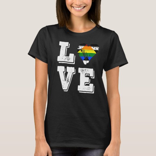 Liebe mit dem Alien-Pride-Flag geradeaus Flag T-Shirt (Vorderseite)