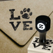 LIEBE mit Dog Paw Print Gummistempel