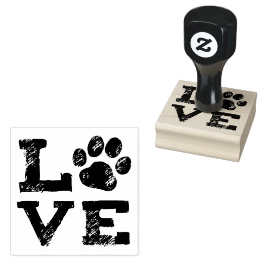 LIEBE mit Dog Paw Print Gummistempel (Stempel)