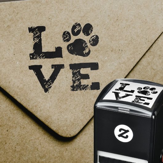LIEBE mit Dog Paw Print Permastempel