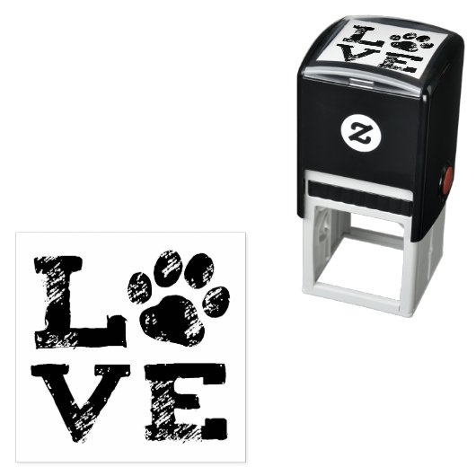 LIEBE mit Dog Paw Print Permastempel (Beispiel)