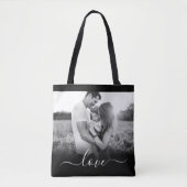 Liebe mit doppelseitigem Foto, Schwarz-Carry-Totbe Tasche (Vorderseite)