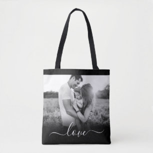 Liebe mit doppelseitigem Foto, Schwarz-Carry-Totbe Tasche