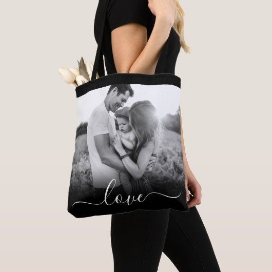 Liebe mit doppelseitigem Foto, Schwarz-Carry-Totbe Tasche (Von Nahem)