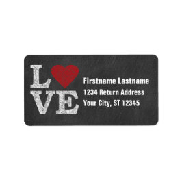 Liebe mit einem hellen roten Herz - Skihütte Adressaufkleber