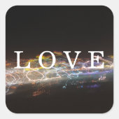 LIEBE mit elektrischen Leuchten Quadratischer Aufkleber (Vorderseite)