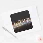 LIEBE mit elektrischen Leuchten Quadratischer Aufkleber (Umschlag)