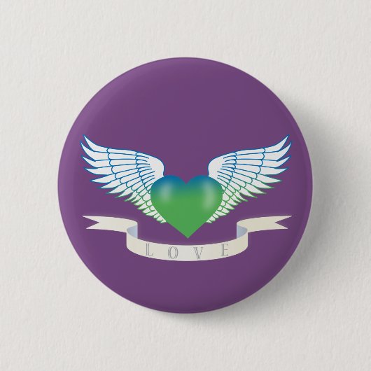 Liebe mit Flügeln Button (Vorderseite)