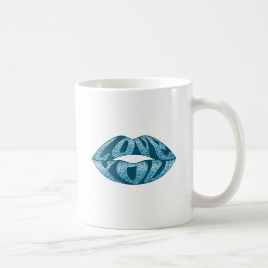 Liebe mit Glitzer-Buchstaben in Lippen Kaffeetasse (Rechts)