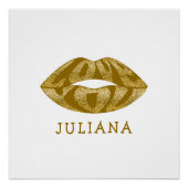 Liebe mit Glitzer-Buchstaben in Lippen Poster (Vorderseite)