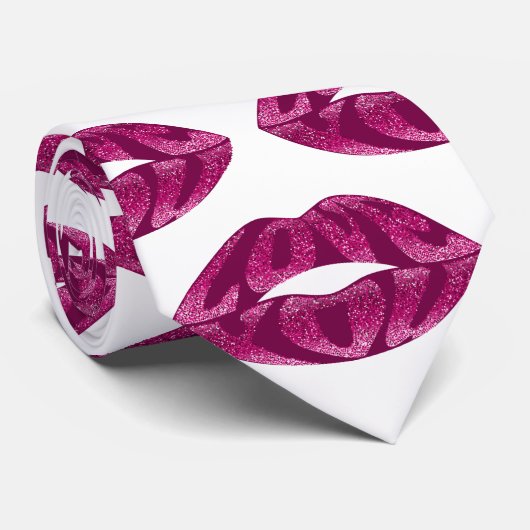 Liebe mit Glitzer Buchstaben in Lippenmuster Krawatte (Gerollt)