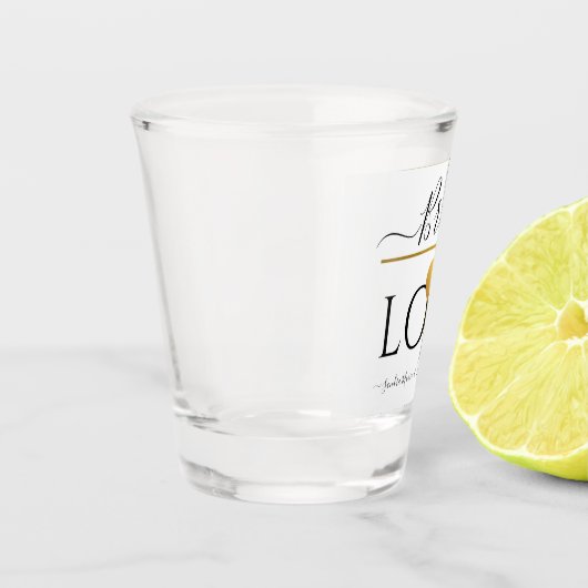 Liebe mit Gold Heart und Datum Schnapsglas (Links)