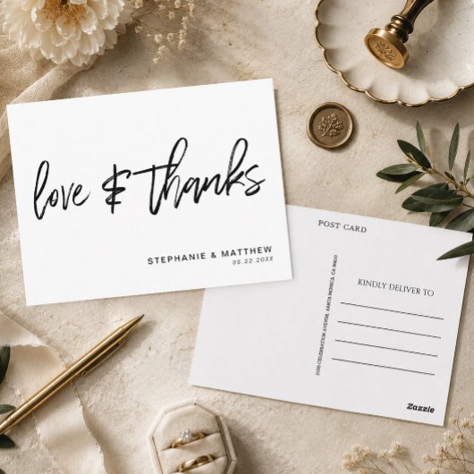 Liebe mit Handschrift dank White Postkarte