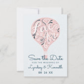 Liebe mit Handschrift Light Pink Hot Air Ballon Save The Date (Vorderseite)