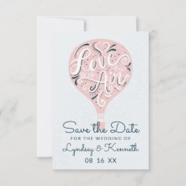 Liebe mit Handschrift Light Pink Hot Air Ballon Save The Date