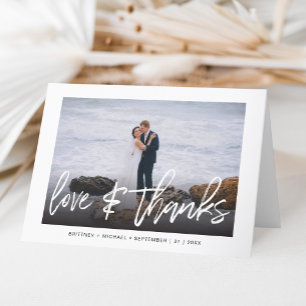 Liebe mit Handschrift und modernem Foto Dankeskarte
