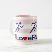 Liebe mit Hashtag rosa Streifen Zweifarbige Tasse (Vorderseite Links)