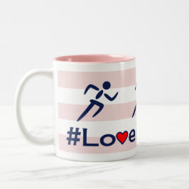 Liebe mit Hashtag rosa Streifen Zweifarbige Tasse