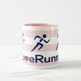 Liebe mit Hashtag rosa Streifen Zweifarbige Tasse