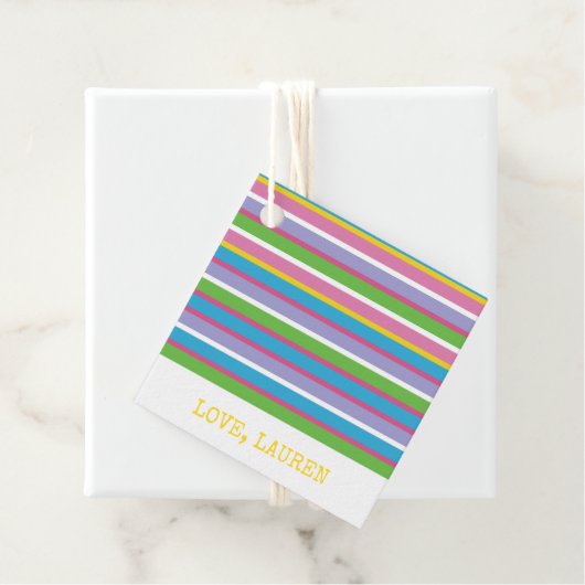 Liebe mit hellen Farbstreifen Geschenkanhänger (Beispiel)