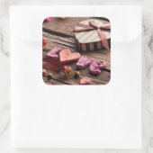 Liebe mit Herz Gestaltetem Valentinstag-Geschenk Quadratischer Aufkleber (Tasche)