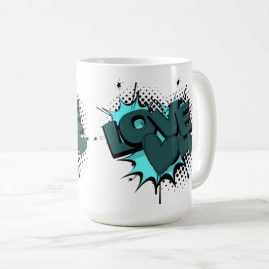 Liebe mit Herz in grüner Farbe Kaffeetasse (VorderseiteRechts)