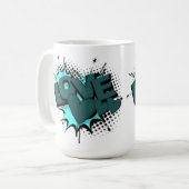 Liebe mit Herz in grüner Farbe Kaffeetasse (Vorderseite Links)