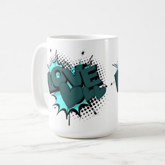 Liebe mit Herz in grüner Farbe Kaffeetasse (Vorderseite Links)