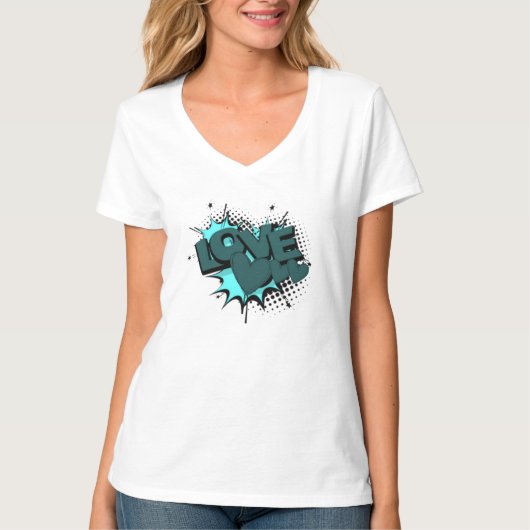 Liebe mit Herz in grüner Farbe T-Shirt (Vorderseite)