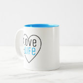 Liebe mit Herzform Zweifarbige Tasse (Vorderseite Links)