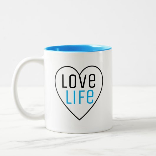 Liebe mit Herzform Zweifarbige Tasse (Links)