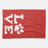 LIEBE mit Hundetatzen-Druck Geschirrtuch (Horizontal)