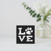 LIEBE mit Hundetatzen-Druck - Haustier-Sorgfalt - Quadratische Visitenkarte (Stehend Vorderseite)