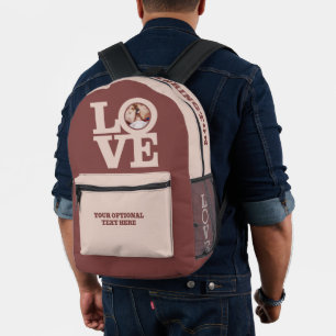 LIEBE mit Ihrem Foto und Ihrem Namen Bedruckter Rucksack