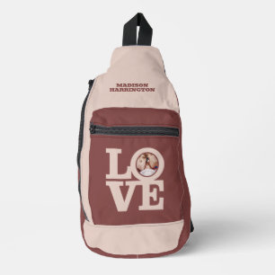 LIEBE mit Ihrem Foto und Ihrem Namen Crossbody Bag
