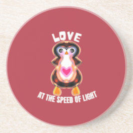 Liebe mit Lichtgeschwindigkeit Pinguin-Geschenk Getränkeuntersetzer