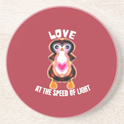 Liebe mit Lichtgeschwindigkeit Pinguin-Geschenk Getränkeuntersetzer (Vorne)