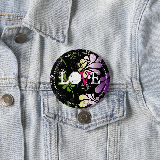 Liebe mit lustigen Texten auf blumengeschmücktem H Button (Beispiel)