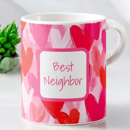 Liebe mit mehreren Herz-Pattern Pink Beste Nachbar Kaffeetasse
