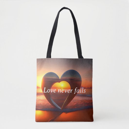 Liebe mit mittlerem Papierkorb Versage niemals ben Tasche (Vorderseite)