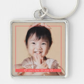 Liebe mit Namen und Foto in einem roten Rahmen Schlüsselanhänger (Vorne)