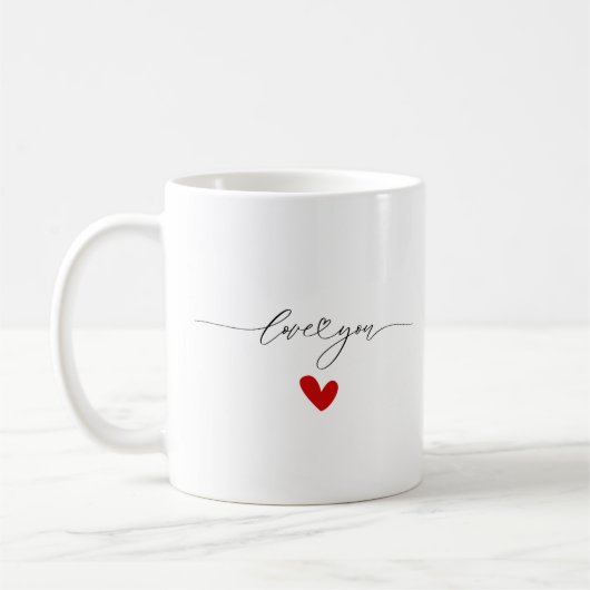 Liebe mit niedlichem rotem Herzen Kaffeetasse (Links)