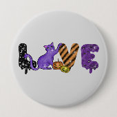 Liebe mit Niedlicher Katze zu Halloween Button (Vorderseite)
